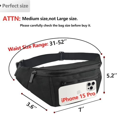 Black Crossbody Waist Bag for Men and Women - Travel and Outdoor