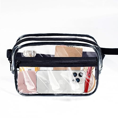JOWURY Clear Fanny Pack - Waterproof Transparent Bag for Men & Women (Black)