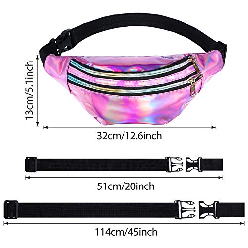 Frienda Holographic 2-Piece Fanny Pack for Women Colorful Sport Waist Bag
